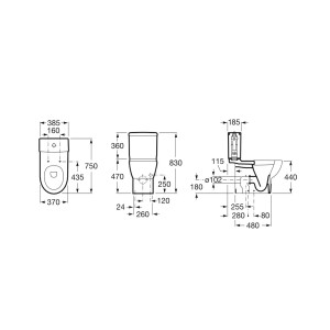 Reservoir avec alimentation par-dessous 3/6L blanc MERIDIAN - ROCA A34124H000