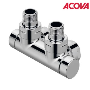 Pack vanne d'isolement en H kit T CHROME coudé ACOVA - 991228