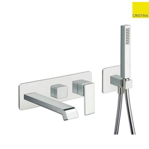Façade externe Quadri S Chromé bain douche mural 2 sorties  - CRISTINA ONDYNA QS10251