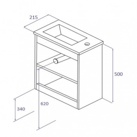 Ensemble meuble lave-mains et vasque Fresne Glacial - ARMOBANY MI4031F