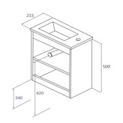 Ensemble meuble lave-mains et vasque Fresne Glacial - ARMOBANY MI4031F