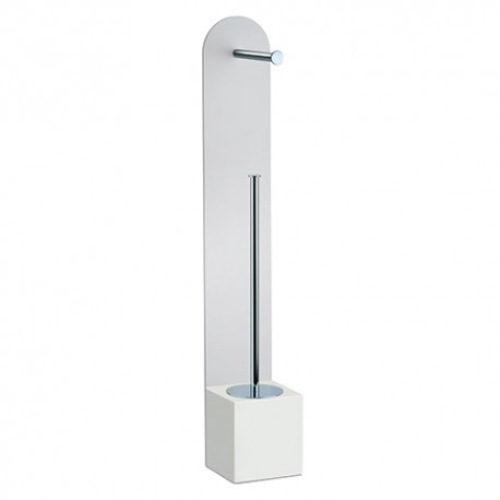 PORTE PAPIER SUR PIED ET PORTE BALAI SUR PIED H 60 CM BLANC MAT - CRISTINA ONDYNA PB63324 PORTE PAPIER SUR PIED ET PORTE BALAI S