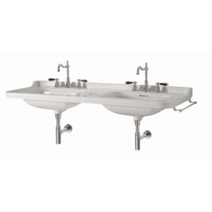 LAVABO CERAMIQUE WALDORF A SUSPENDRE OU SUR PIEDS LAITON 150-55 CM - CRISTINA ONDYNA WD15055