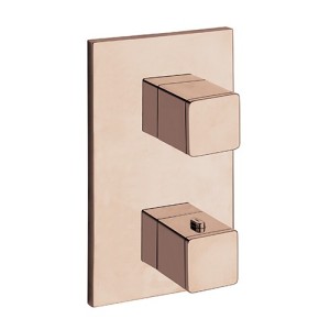 Facade Externe Quadri Laiton Thermostatique  2 Sorties Or Rose  Robinetterie QUADRI - CRISTINA ONDYNA XQ85246P Facade Externe Qu