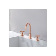 Lavabo Cross Road 3 Trous + Vidage Or Rose Brosse Robinetterie CROSS ROAD - CRISTINA ONDYNA CR20534P CR20534PCRISTINA ONDYNA