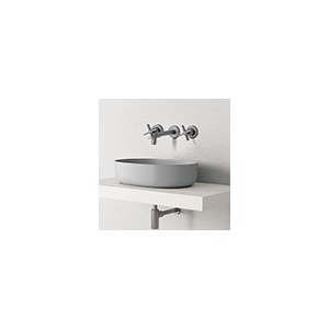 Lavabo Cross Road 3 Trous + Vidage Sans Mecanisme Metal Brosse Robinetterie CROSS ROAD - CRISTINA ONDYNA CR24377 CR24377CRISTINA