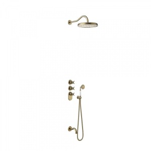 Kit thermostatique baignoire encastré Laiton Vieilli Mat 3 voies TRES-CLASIC COLOR - TRES 24235301LM 24235301LMTRES