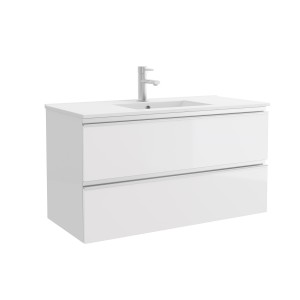 Meuble de salle de bain SPIRIT 1000 2 tiroirs métalliques BLANC BRILLANT 997 x 540 x 450 mm - SALGAR 22635 