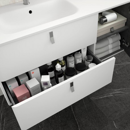 Meuble de salle de bain Blanc mat Droit 1200 UNIIQ - SALGAR 24626
