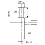 Siphon de lavabo apparent télescopique AVEC CACHE‑SIPHON  Noir métallisé - TRES 16110342KM 16110342KMTRES