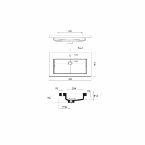 Vasque TOSCANA 605 CHARGE MINÉRAL BLANC 605 x 50 x 460 mm - SALGAR 20748 