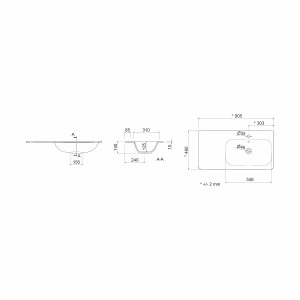 Vasque 905 Gauche Mineralsolid Mat UNIIQ - SALGAR 24544 