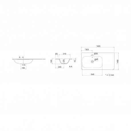 Vasque 905 Droite Mineralsolid Mat UNIIQ - SALGAR 24543 