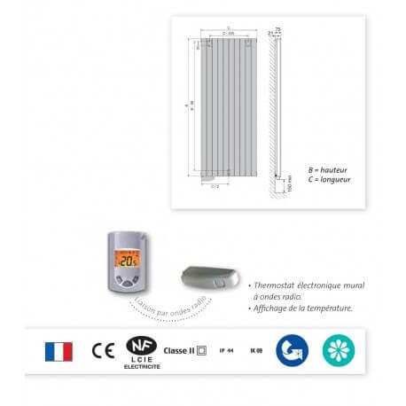 Radiateur électrique à fluide caloporteur vertical 2000W TAMARI - FINIMETAL 3634009
