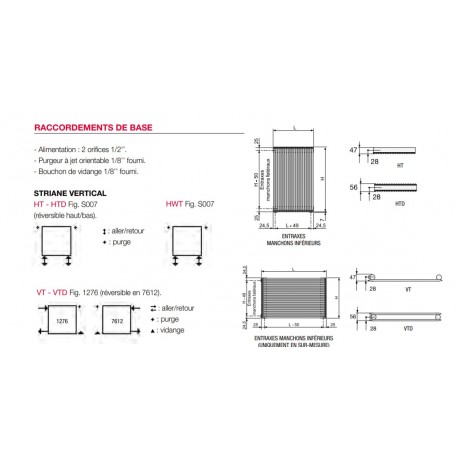 Radiateur chauffage central ACOVA STRIANE Vertical simple 1199W - HT-180-049