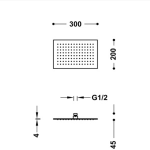 Douche acier inoxydable de tête anticalcaire diamètre 300x200 mm BLACKMAT - TRES 134315007NM