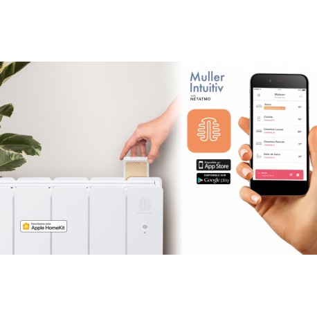 Radiateur Aluminium NOIROT SENSUAL 1000W vertical blanc connecté NEM2493SEEC