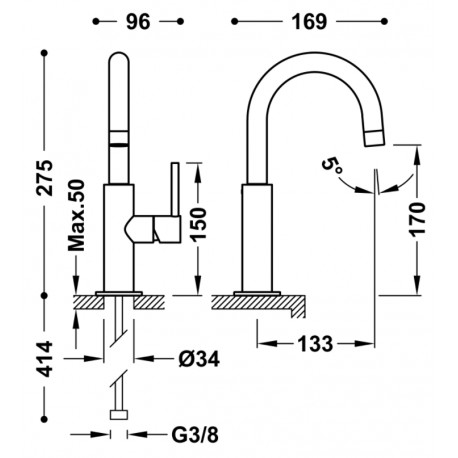 Mitigeur lavabo  - TRES 26290403OM