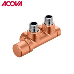 Kit Q CUIVRE robinetterie thermostatisable en H coude tête à gauche monotube / bitube  - ACOVA 839290
