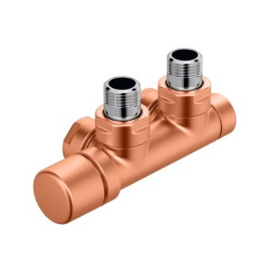 Kit Q CUIVRE robinetterie thermostatisable en H coude tête à gauche monotube / bitube  - ACOVA 839290