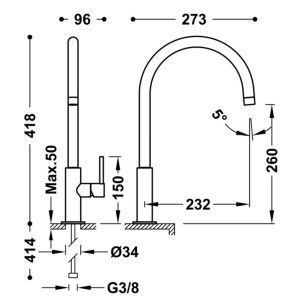 Mitigeur lavabo  Noir Bronze - TRES 26290401KMB