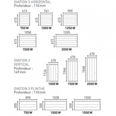 Radiateur électrique Aluminium THERMOR OVATION 3 Blanc 750W Horizontal 