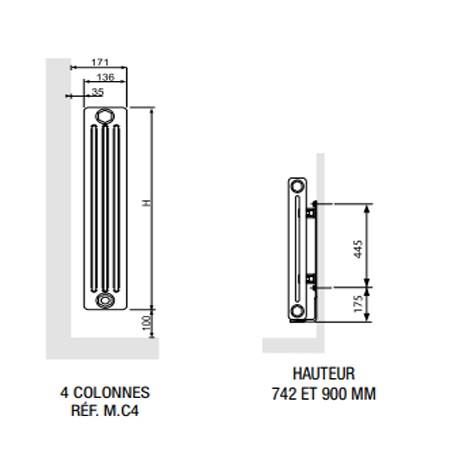 Radiateur chauffage central ACOVA VUELTA Etroit- VUELTA 1482W M6C4-13-090
