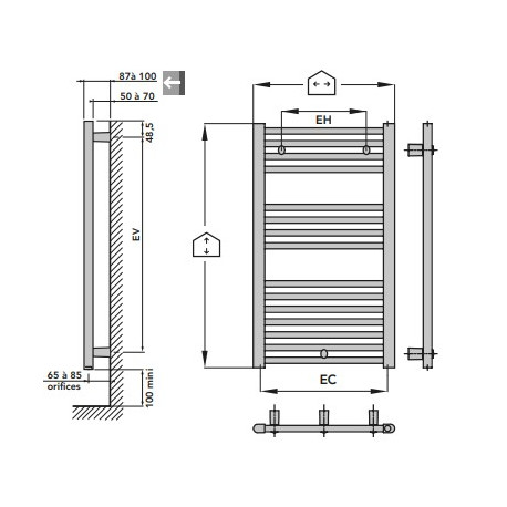 Sèche serviettes eau chaude BANGA 919W Blanc - FINIMETAL BAN3260C