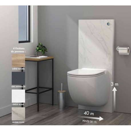 Cuvette suspendue avec broyeur intégré Enduit Blanc - WATERMATIC W40 Silence
