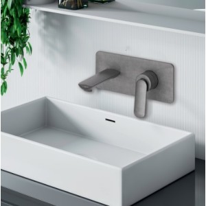 Façade mitigeur lavabo encastré avec plaque bec 185 mm Métal Brossé - CRISTINA ONDYNA FL25677