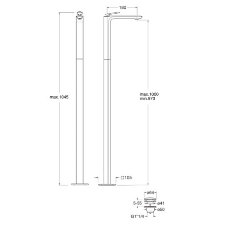Mitigeur lavabo monocolonne avec vidage Up & Down Métal Brossé FOIL - CRISTINA ONDYNA FL29077