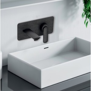 Façade mitigeur lavabo encastré avec bec de 225 mm Chromé Noir Brossé - CRISTINA ONDYNA FL25875