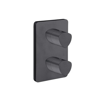 Facade Externe Profilo Laiton Thermostatique  2 Sorties Chrome Black - CRISTINA ONDYNA XF75213 