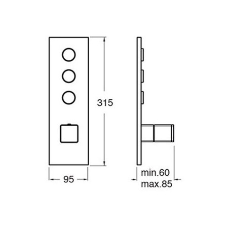 Façade Thermo Twist thermostatique 3 sorties Chromé Noir Quadri - CRISTINA ONDYNA XQ61372