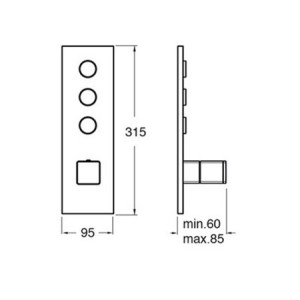 Façade Thermo Twist thermostatique 3 sorties Chromé Noir Brossé Quadri - CRISTINA ONDYNA XQ61375