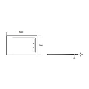 Receveur de douche 1200X700 Noir Aquos - ROCA AP6014B02BC01400