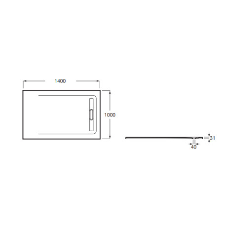 Receveur de douche 1400X1000 Noir Aquos - ROCA AP6015783E801400