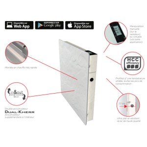 Radiateur à inertie Wifi Natura Blanc 1500W Horizontal - Valderoma NB1500W