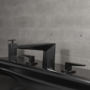 Mélangeur Lavabo 3 Trous Fractal Chromé Noir Brossé - CRISTINA ONDYNA FT20575