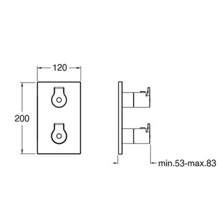 Facade douche thermostatique 2 sorties Métal Brossé Omega - CRISTINA ONDYNA OG75277
