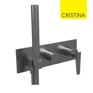 Facade bain douche mitigeur encastré 2 sorties Métal Brossé FRACTAL - CRISTINA ONDYNA FT60277