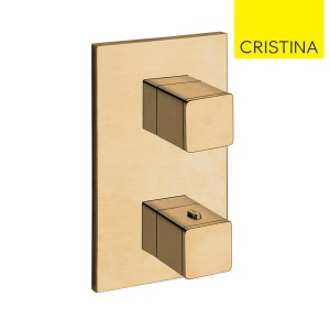 Façade douche thermostatique 2 sorties Or Brossé QUADRI - CRISTINA ONDYNA XQ85296P