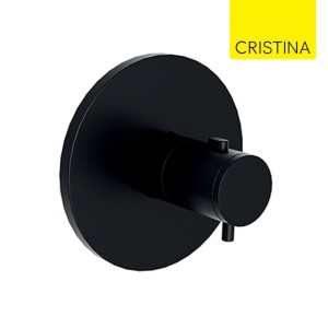 Façade douche plaques rondes encastrée 1 sortie Chromé Noir Brossé Triverde - CRISTINA ONDYNA XT60075