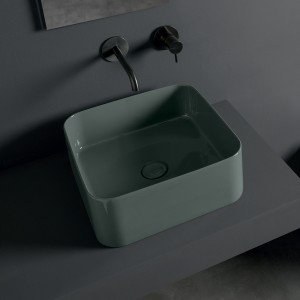 Vasque en céramique pour lavabo carré Gris Lagon CIOTOLA - CRISTINA ONDYNA CI40703