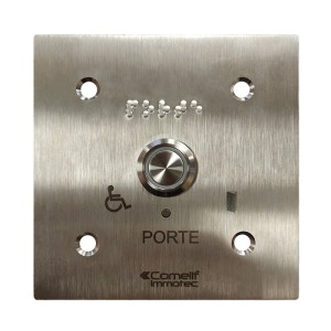 Bouton Sonore + Led Monté Sur Façade Inox 100X100 Gravée Porte Braille - COMELIT BP/408L 