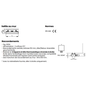 Sèche-serviette ACOVA eau chaude ALIZEA SPA 723W ALI-130-060