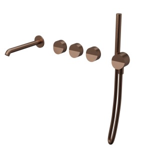 Mélangeur mural bain douche 5 trous or rose brossé Piega - CRISTINA ONDYNA PA16534I