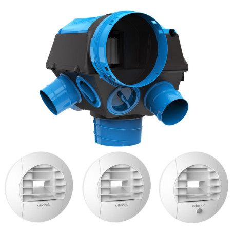 Kit VMC simple flux Hygrocosy BC 2 hygroréglable avec 3 bouches - Atlantic 412320