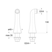 2 colonnettes hautes 130 mm Chrome - CRISTINA ONDYNA CH16051