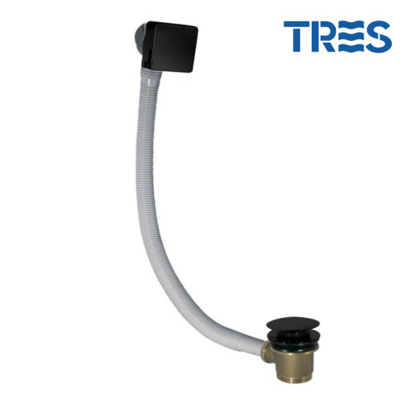 Bonde de vidage carrée clic-clac avec système de remplissage  Noir mat - TRES 03453440NM